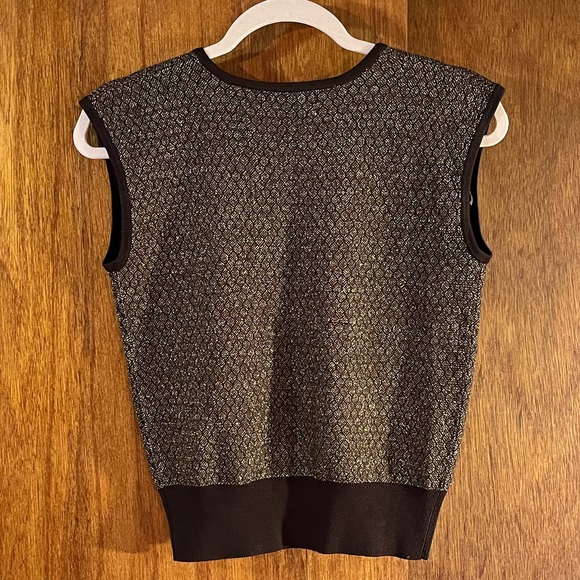 EXPRESS Silk Brown w Gold Thread Vest Sz M - Picture 3 of 4